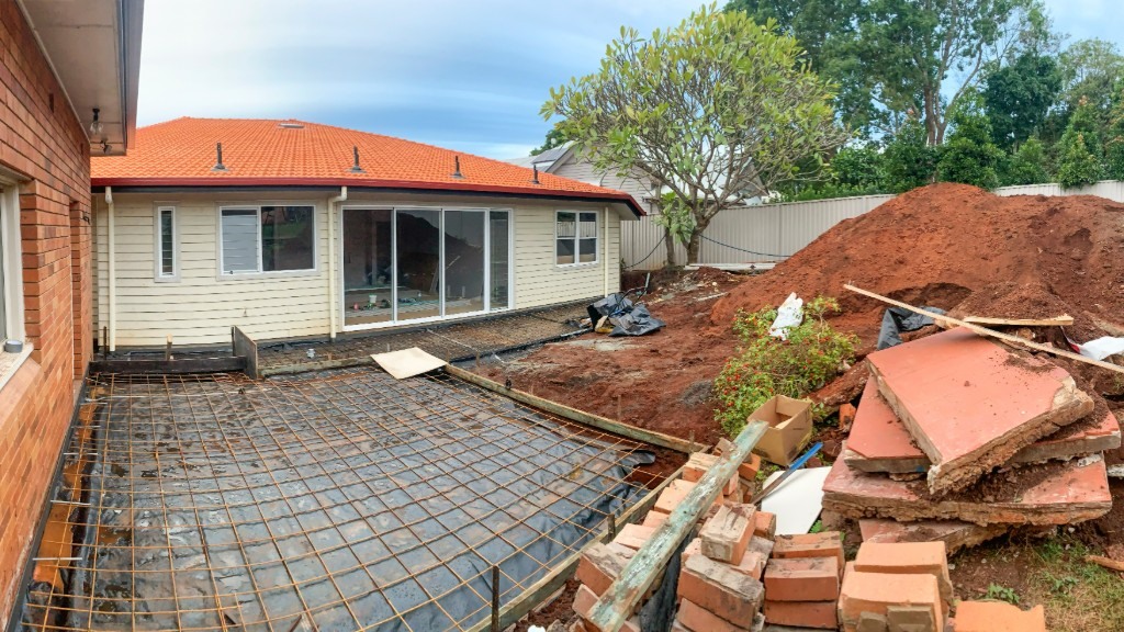 Rear patio construction, Dorking